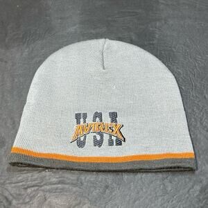 Avirex Grey Orange Knit Beanie Skully Hat Men OS